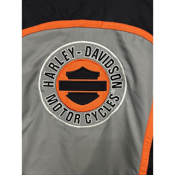 Harley Davidson Women's Jacket Medium Nylon / Polyester Silver Gray Orange Zip - Picture 3 of 8